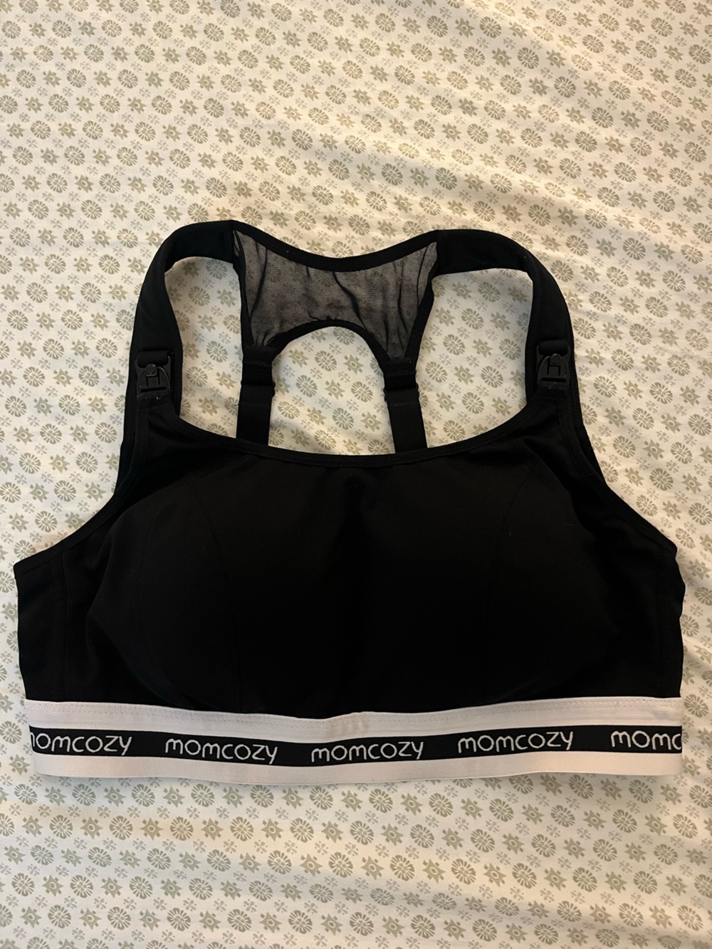 Momcozy Black Nursing Sports Bra with Racerback Support